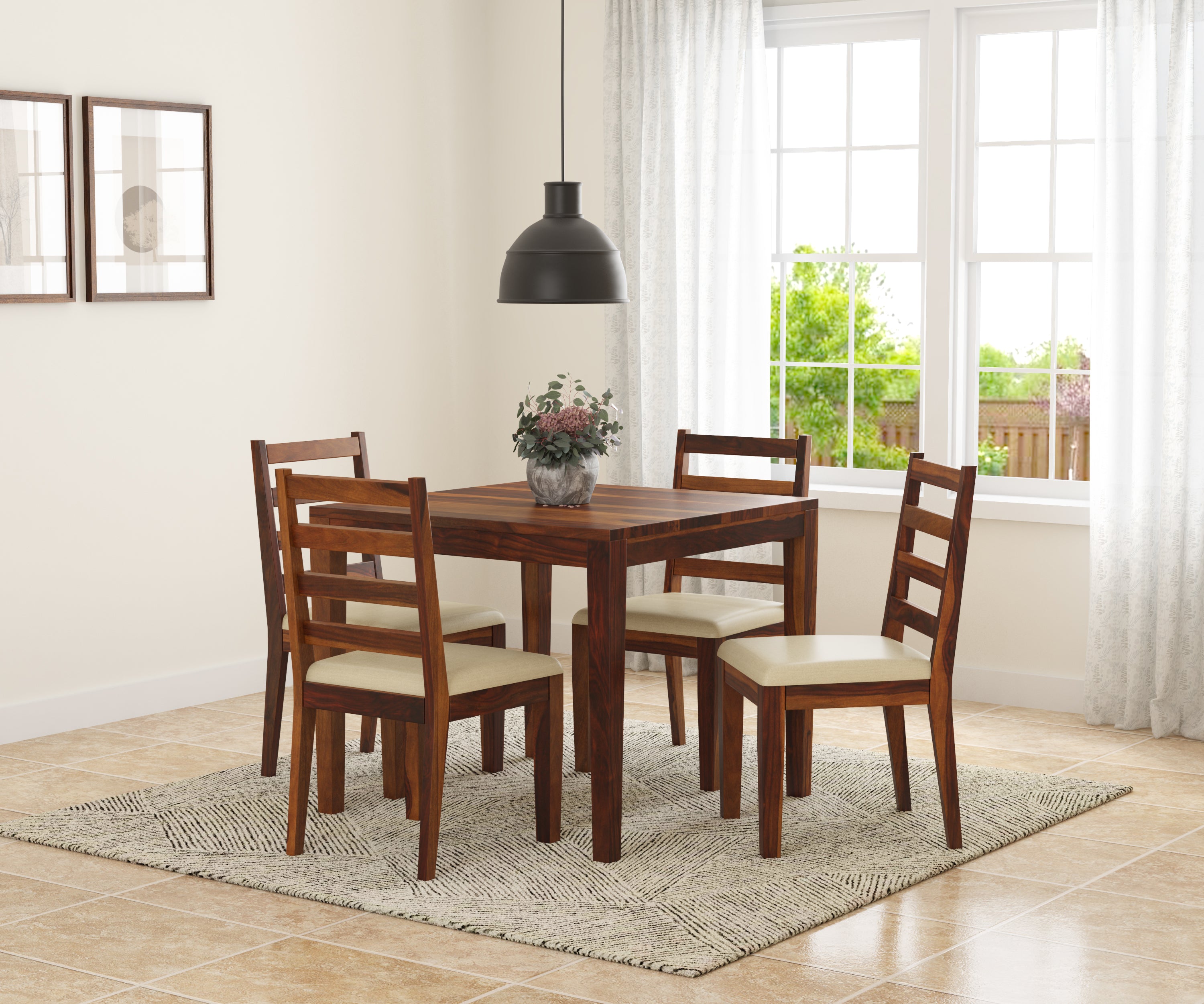Easter Contemporary 6 Seater Rectangular Sheesham Wood Dining Set - Induscraft