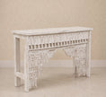 Eka Carved Dressing Table with Mirror in Distressed White