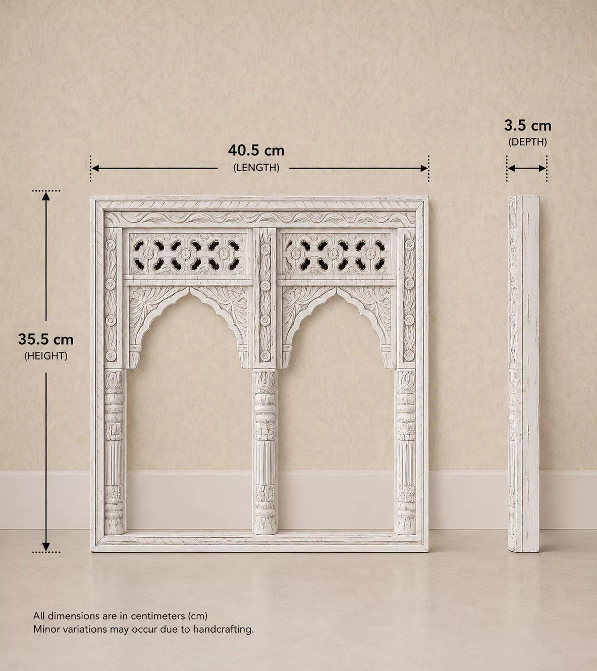 Eka Carved Dressing Table with Mirror in Distressed White