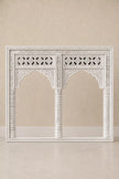 Eka Carved Dressing Table with Mirror in Distressed White