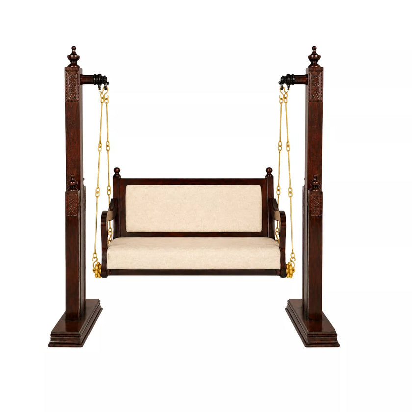 Elara Sheesham Wood Indoor Swing With Cushioned Seat