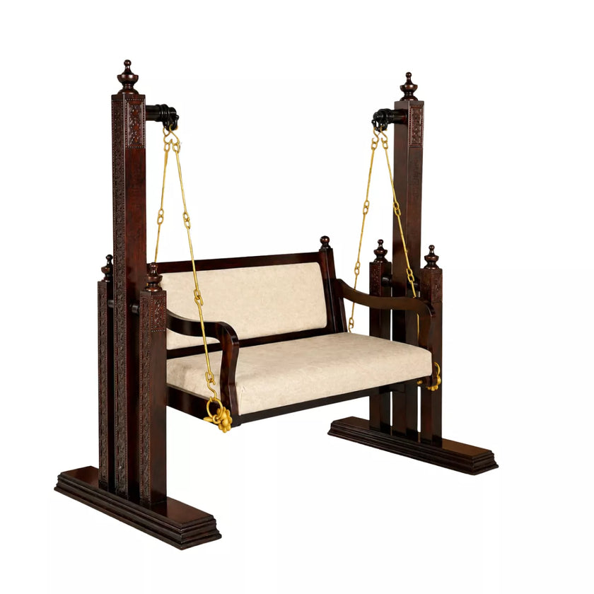 Elara Sheesham Wood Indoor Swing With Cushioned Seat