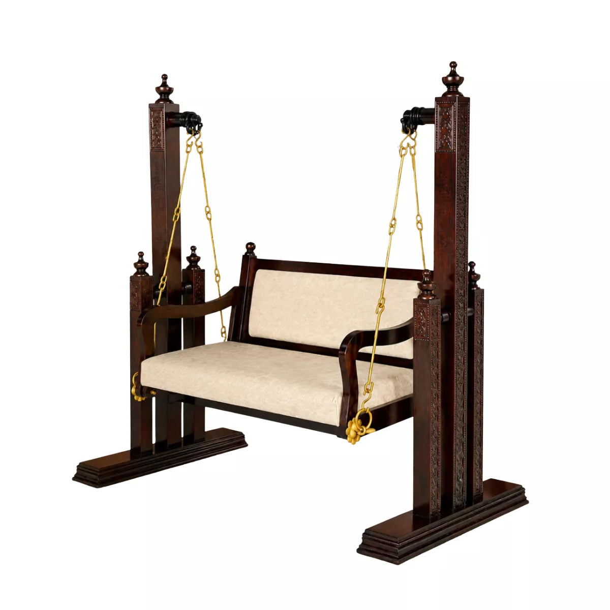 Elara Sheesham Wood Indoor Swing With Cushioned Seat