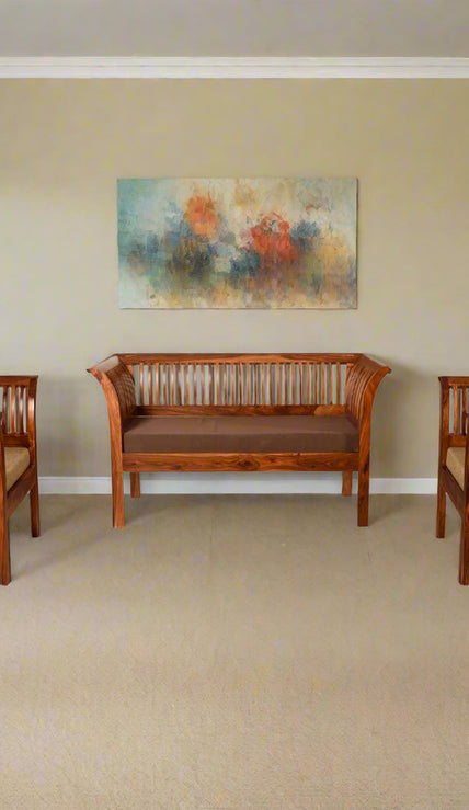 Fabina Sheesham Wood Modern Style 3+2+1 Sofa Set for Living Room