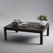 Flower sheesham carved floral pattern rectangular center table styled with decor