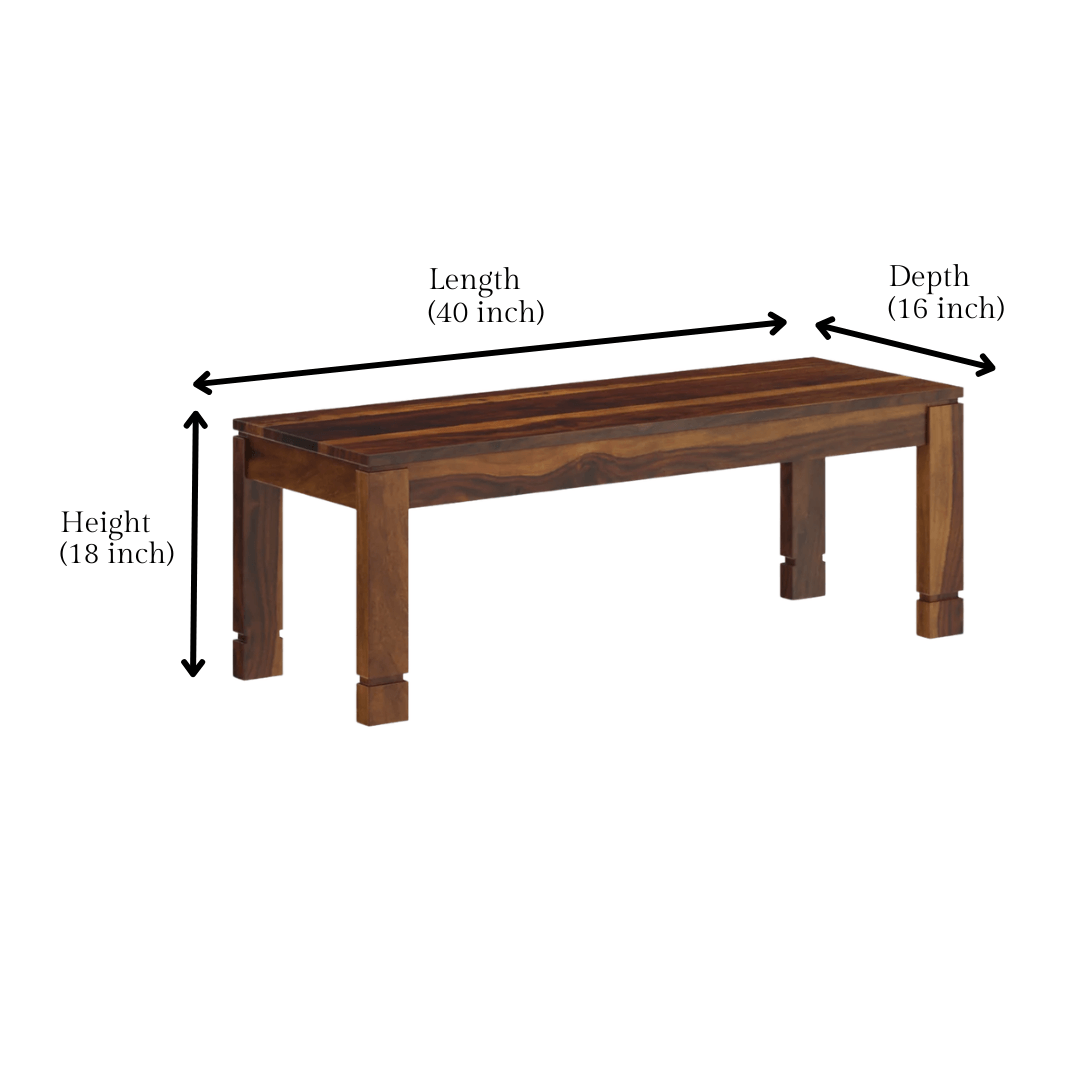 Gangam Modern Sheesham Wood 6 Seater Dining Set with Bench