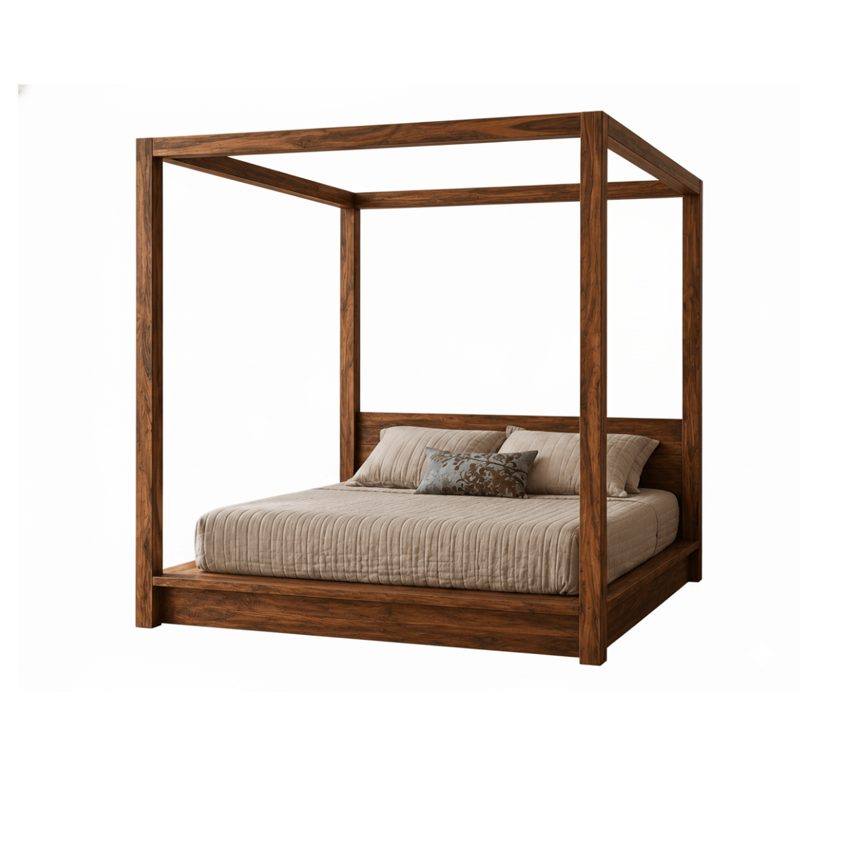Hamilton Sheesham Wood Open Canopy Bed with Low Headboard