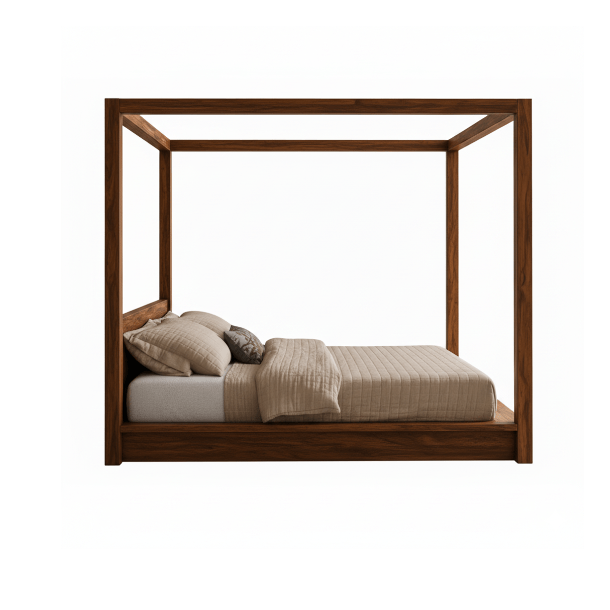 Hamilton Sheesham Wood Open Canopy Bed with Low Headboard