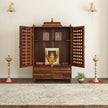 Induscraft Aaradhya Pooja Mandir in Solid Sheesham Wood with Drawers - Induscraft