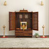 Induscraft Aaradhya Pooja Mandir in Solid Sheesham Wood with Drawers - Induscraft