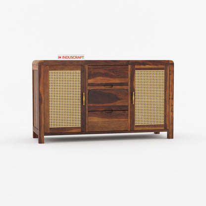 Zavya Rattan Sideboard in Solid Sheesham Wood by Induscraft
