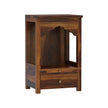 Devdeep Compact Pooja Mandir in Solid Sheesham Wood with Drawer & Open Arch Design by Induscraft - Induscraft