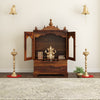 Divine Pooja Mandir in Solid Sheesham Wood with Glass Doors & Decorative Dome Top by Induscraft - Induscraft