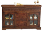 Reva Nest Solid Sheesham Wood Sideboard with Glass Cabinets & Drawers by Induscraft - Induscraft