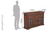 Reva Nest Solid Sheesham Wood Sideboard with Glass Cabinets & Drawers by Induscraft - Induscraft