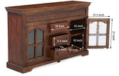 Reva Nest Solid Sheesham Wood Sideboard with Glass Cabinets & Drawers by Induscraft - Induscraft