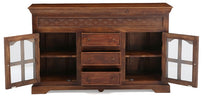 Reva Nest Solid Sheesham Wood Sideboard with Glass Cabinets & Drawers by Induscraft - Induscraft
