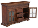 Reva Nest Solid Sheesham Wood Sideboard with Glass Cabinets & Drawers by Induscraft - Induscraft