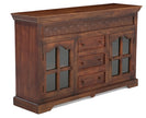 Reva Nest Solid Sheesham Wood Sideboard with Glass Cabinets & Drawers by Induscraft - Induscraft
