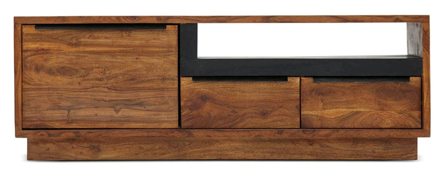 Rivario Solid Sheesham Wood TV Unit with Open Shelf
