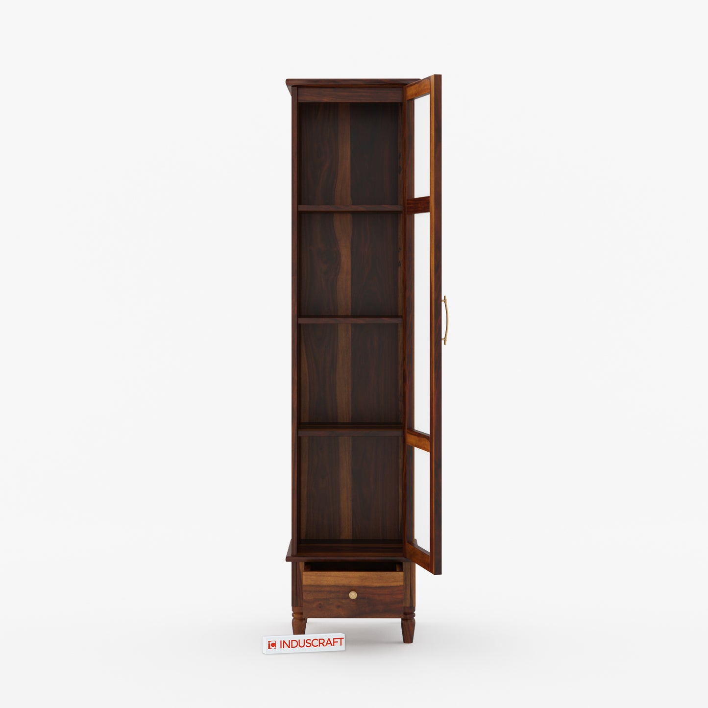 Tura Display Single door cabinet Solid Sheesham Wood with Glass Door by Induscraft