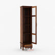 Sheesham Tall Slim Glass Door Display Cabinet with Drawer