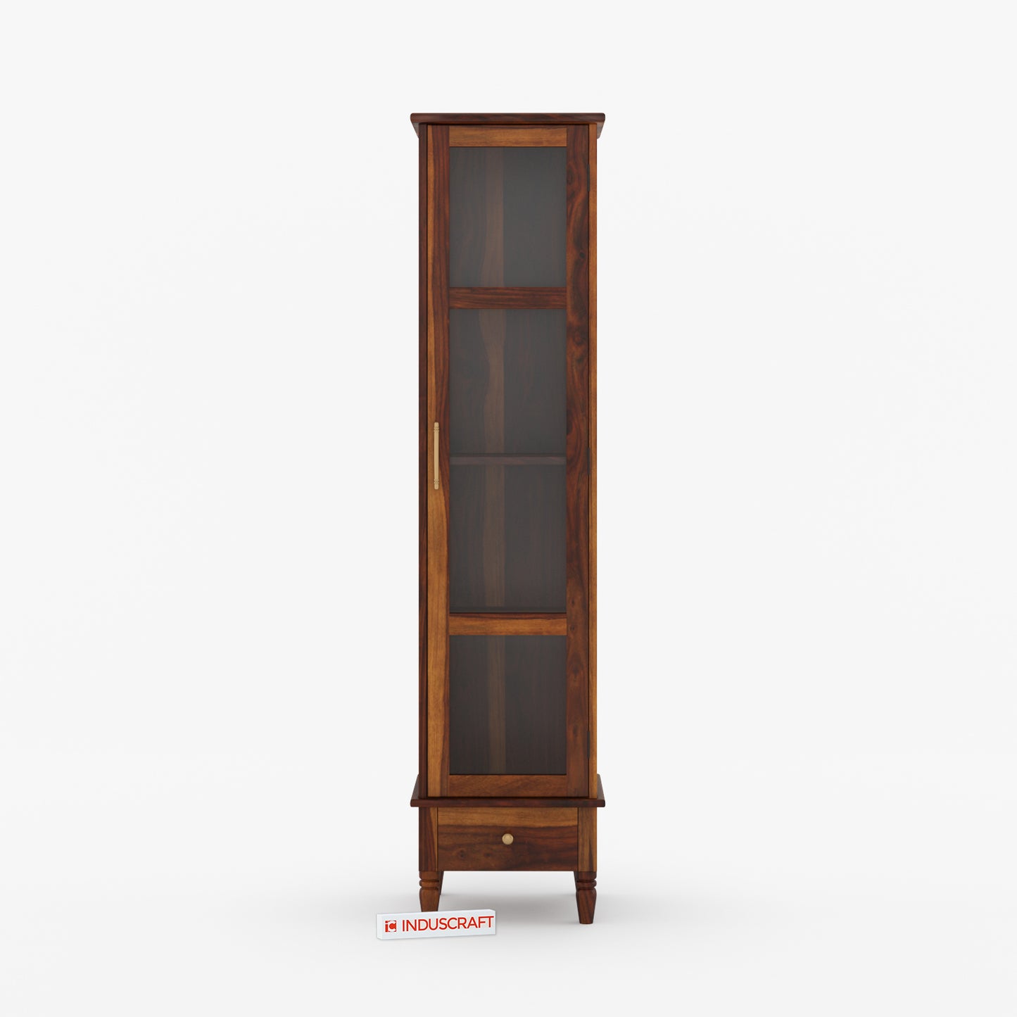 Tura Display Single door cabinet Solid Sheesham Wood with Glass Door by Induscraft