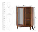Verona Sheesham Glass Cabinet with Fluted Sliding Doors By Induscraft - Induscraft