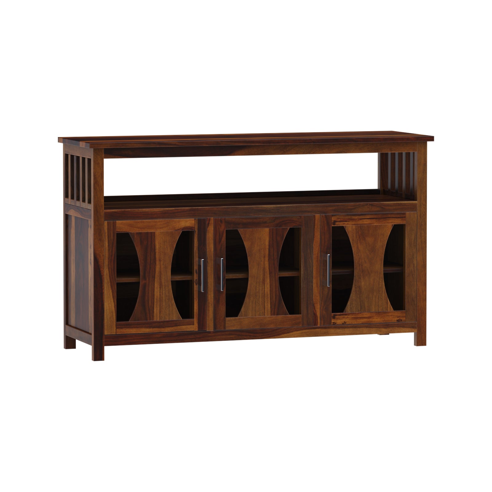 Yeshua Sheesham Contemporary 3 Glass Door Sideboard