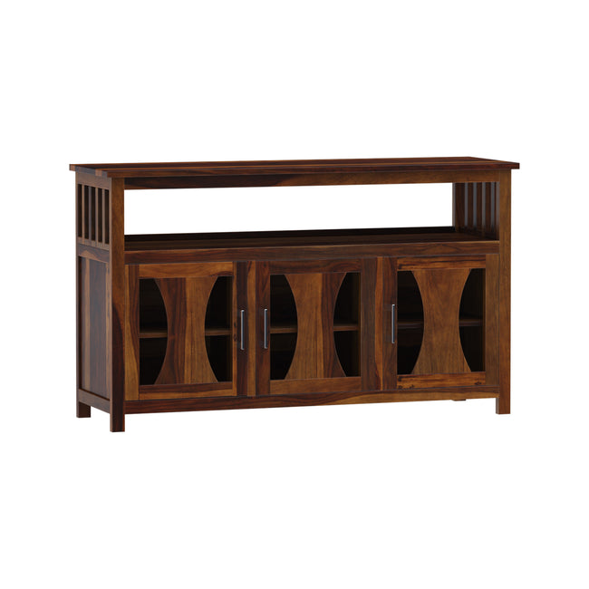 Yeshua Sheesham Contemporary 3 Glass Door Sideboard
