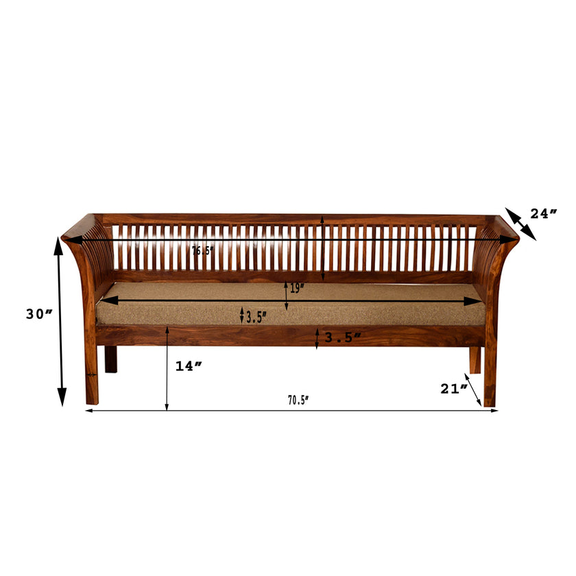 Fabina Sheesham Wood Modern Style 3+2+1 Sofa Set for Living Room - Induscraft