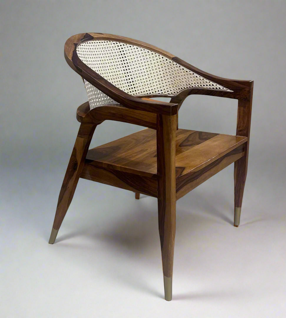 Cane Back Accent Chair and Round Pedestal Table – Available as a Set or Single Piece - Induscraft