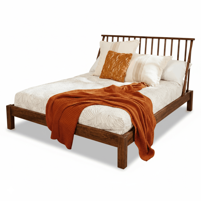 Kalash Solid Sheesham Wood Spindle Headboard Bed