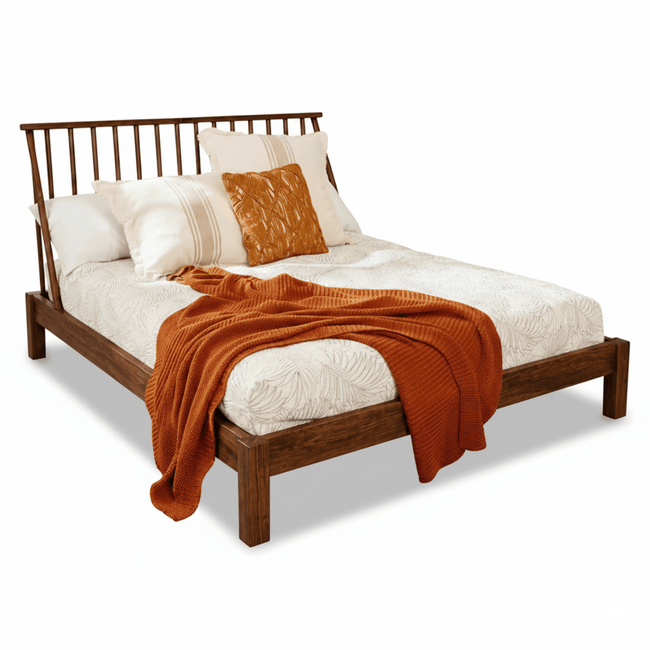 Kalash Solid Sheesham Wood Spindle Headboard Bed