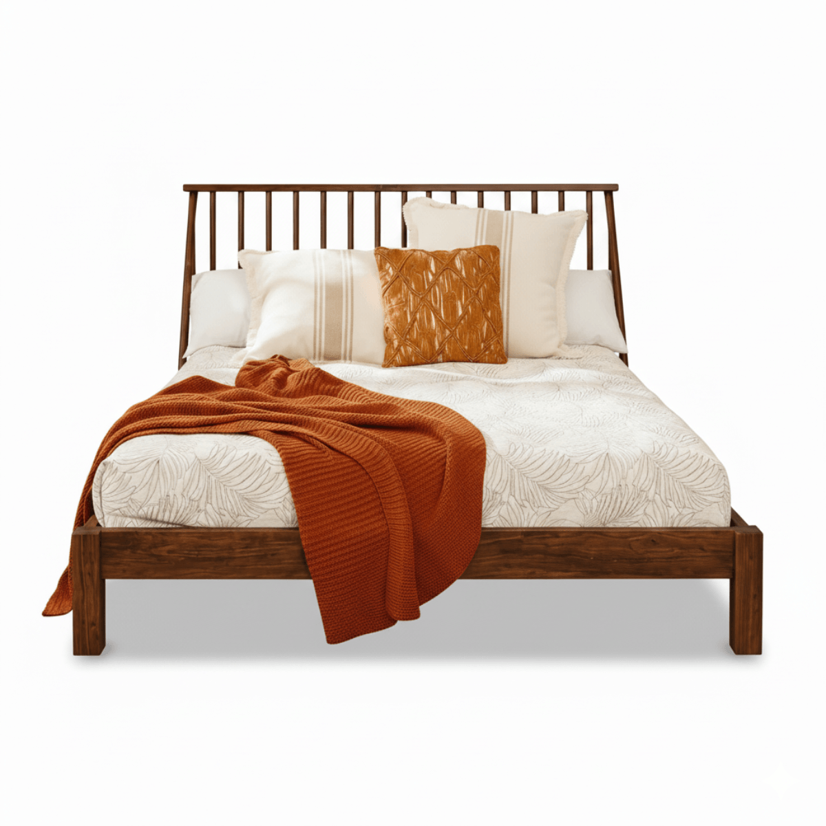 Kalash Solid Sheesham Wood Spindle Headboard Bed