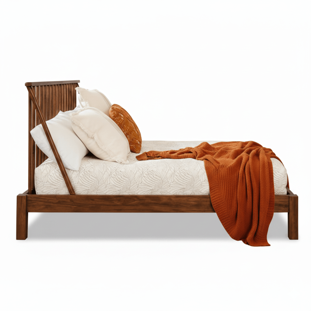 Kalash Solid Sheesham Wood Spindle Headboard Bed