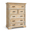 Kesara wooden chest of drawers with six drawers and black bar handles in a distressed whitewash finish