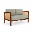 Kethra Solid Wood Two-Seater Sofa with Cane Armrests