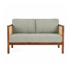 Kethra Solid Wood Two-Seater Sofa with Cane Armrests