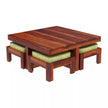 Khimsar square coffee table set honey teak side view
