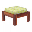 Khimsar sheesham stool in honey teak with green printed cushion