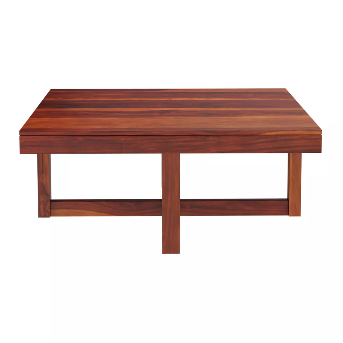 Khimsar square sheesham wood coffee table in honey teak without stools