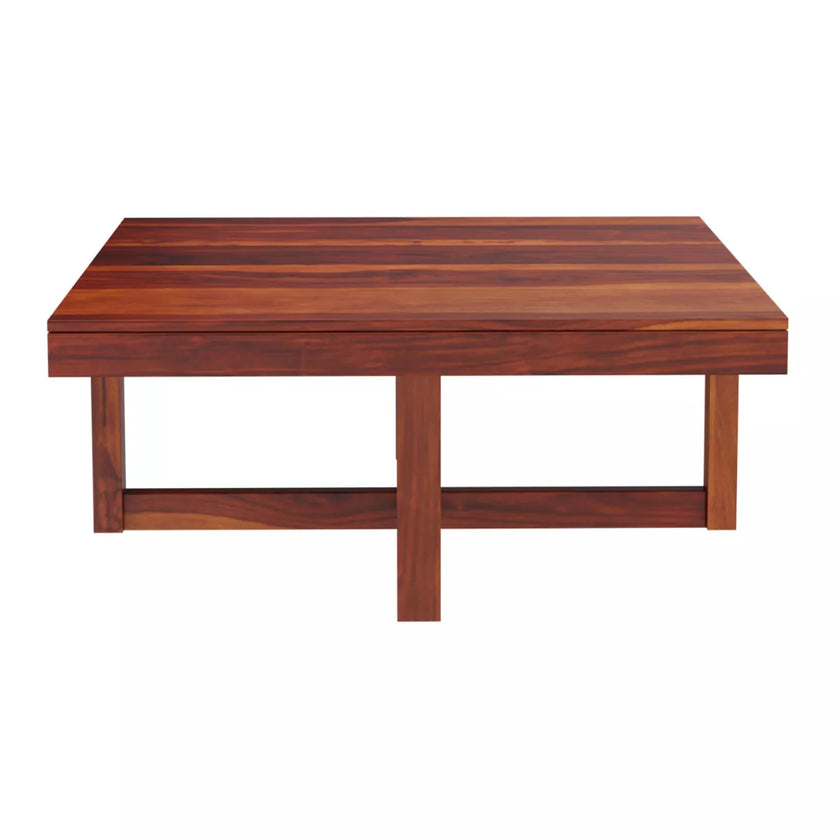 Khimsar square sheesham wood coffee table in honey teak without stools