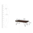 Kiana coffee table size chart with human scale reference