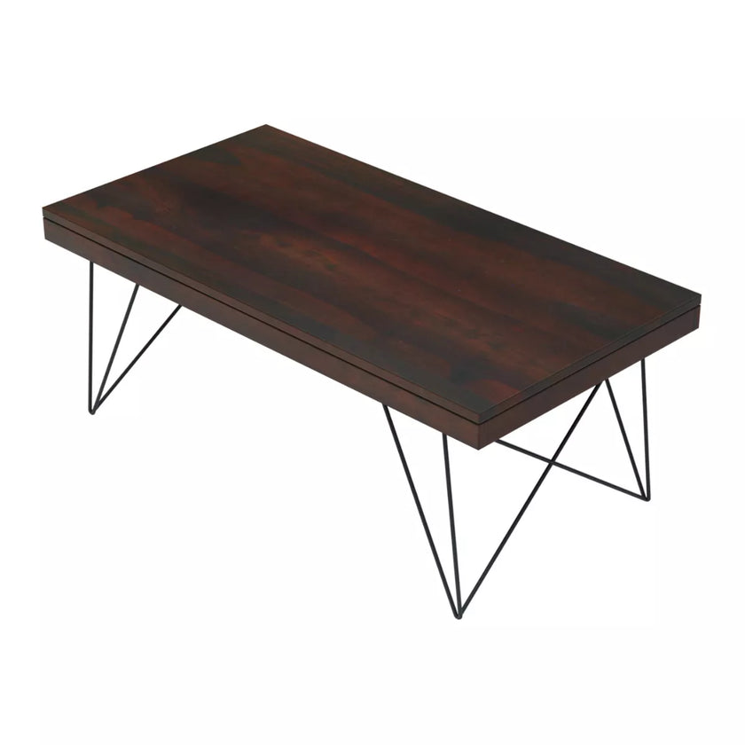 Kiana rectangular sheesham coffee table top angle view