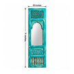 Kivara Turquoise Carved Wooden Jharokha Mirror with Jali Panel