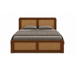 Kontour Sheesham Wood Platform Bed with Cane Headboard