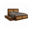 Kontour Sheesham Wood Platform Bed with Cane Headboard