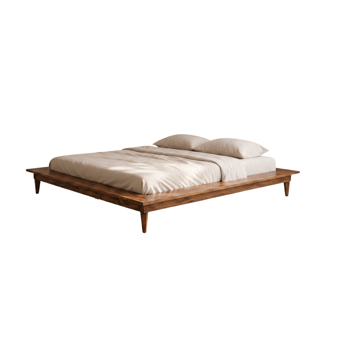 Kriya Sheesham Wood Low Floor Platform Bed With No Headboard
