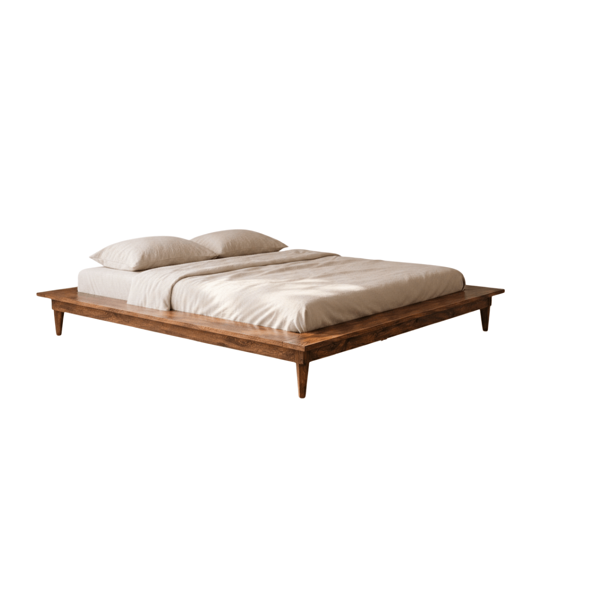 Kriya Sheesham Wood Low Floor Platform Bed With No Headboard